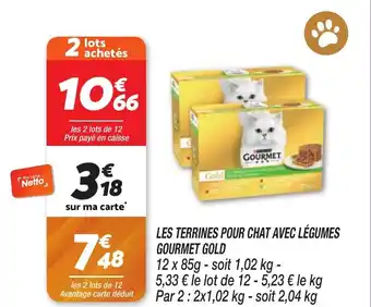 Netto LES TERRINES POUR CHAT AVEC LÉGUMES GOURMET GOLD offre