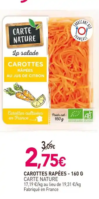 naturéO CARTE NATURE CAROTTES RAPÉES offre