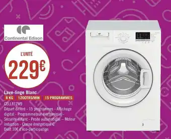 Continental edison lave-linge blanc