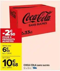 Carrefour Contact Coca cola - sans sucres offre