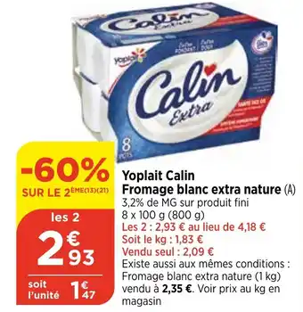Yoplait Calin Fromage Blanc Enxtra Nature