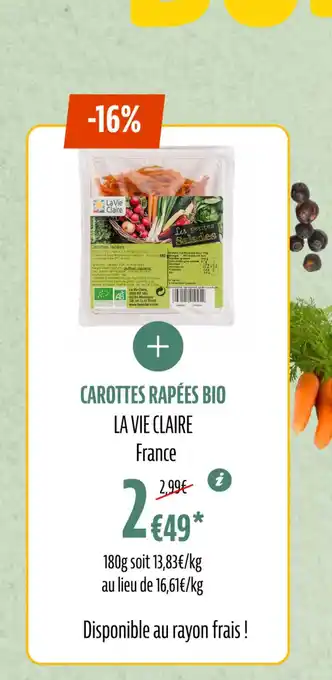 La Vie Claire CAROTTES RAPÉES BIO offre