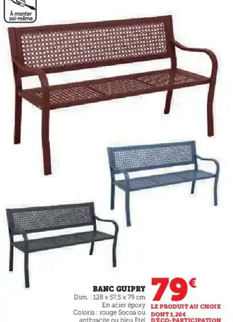 BANC GUIPRY Dim.: 128 x 57,5 x 79 cm En acier époxy