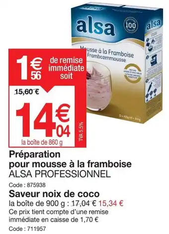 Préparation pour mousse à la framboise ALSA PROFESSIONNEL