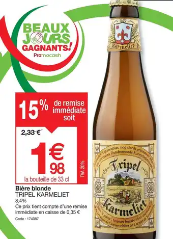 Promocash Bière blonde TRIPEL KARMELIET offre