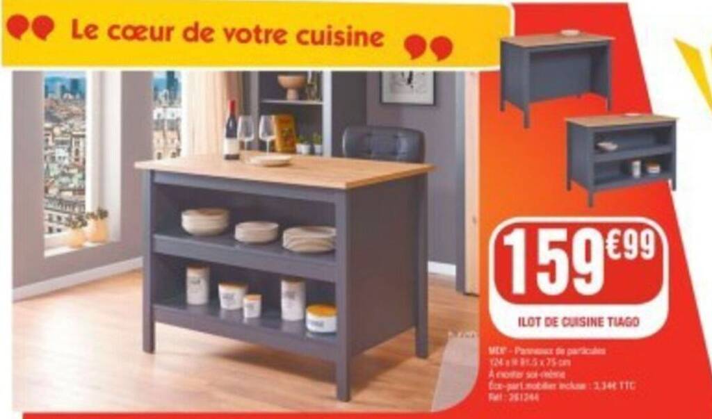 Promo ILOT DE CUISINE TIAGO chez La Foir'Fouille