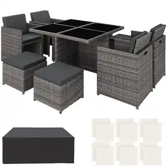 Bricorama Salon de jardin MANHATTAN 8 places avec 2 sets de housses + housse de protection, variante 2 offre