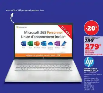 Super U ORDINATEUR PORTABLE 17,3" offre