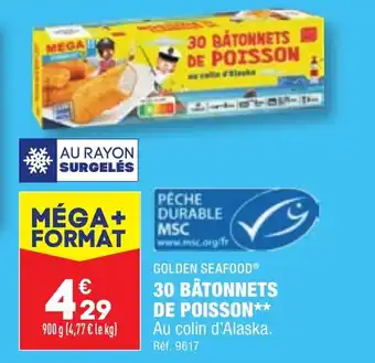 ALDI GOLDEN SEAFOODⓇ 30 BÂTONNETS DE POISSON offre