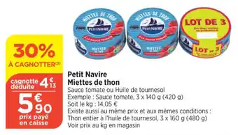 Bi1 Petit Navire Miettes de thon offre