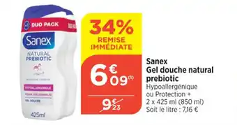 Bi1 Sanex Gel douche natural prebiotic offre