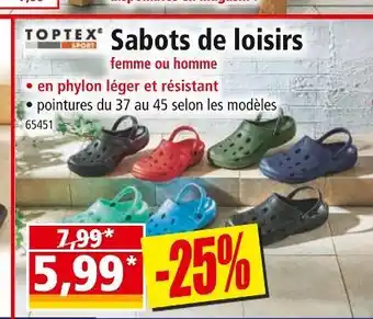 Norma TOPTEX SPORT Sabots de loisirs femme ou homme offre