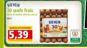 Norma BIB'HEIM 30 œufs frais œufs de poules élevées au sol offre