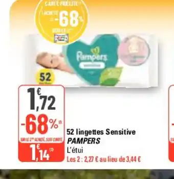 G20 52 lingettes Sensitive Pampers offre