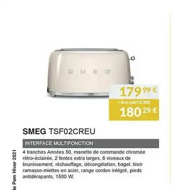 Copra Smeg Tsf02creu Interface Multifonction offre