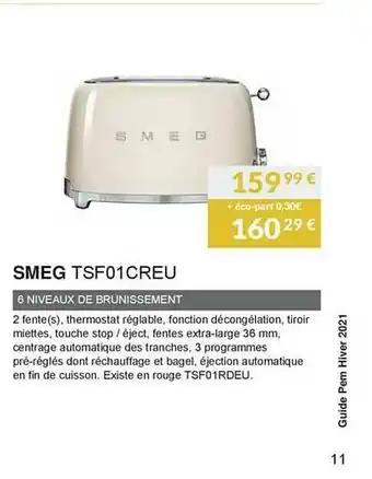 Copra Smeg Tsf01creu offre