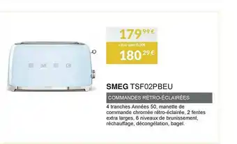 Copra Smeg Tsf02pbeu Commandes Rétro-éclairées offre