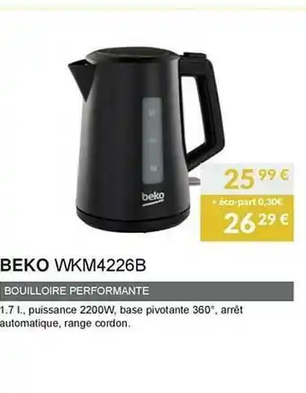 Copra Beko Wkm4226b Bouilloire Performante offre