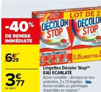 Lingettes décolor stop eau ecarlate