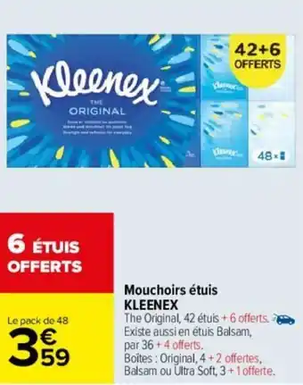 Carrefour Mouchoirs étuis KLEENEX offre