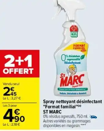 Carrefour Spray nettoyant désinfectant "format familial" st marc offre