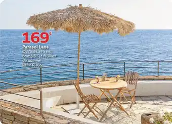 Gifi Parasol Laos 0270xH.245 cm, bambou et feuilles offre