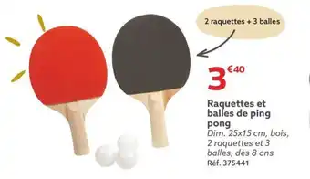 Gifi Raquettes et balles de ping pong offre