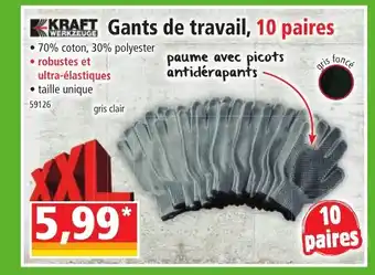 Norma KRAFT Gants de travail, 10 paires offre