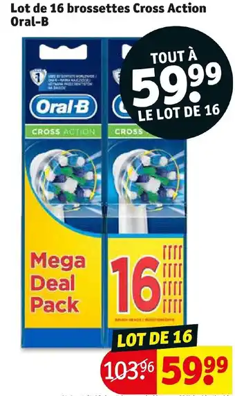 Lot de 16 brossettes cross action oral-b