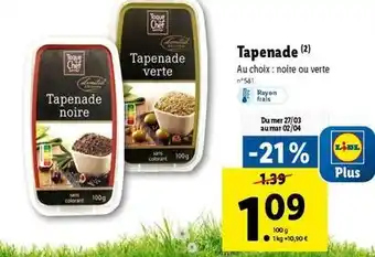 Lidl Toque du chef - tapenade offre