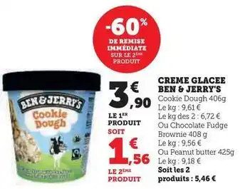Super U Ben & jerry's - creme glacee offre