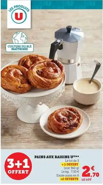 Super U U - pains aux raisins offre