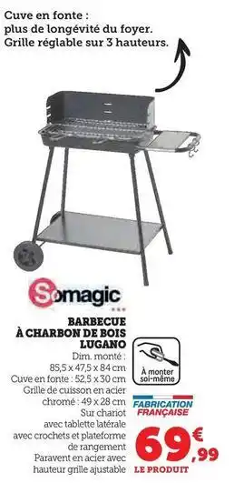 Hyper U Somagic - barbecue à charbon de bois lugano offre