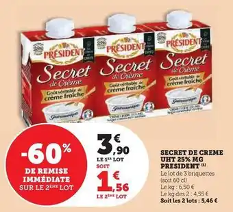 U Express Président - secret de creme uht 25% mg offre