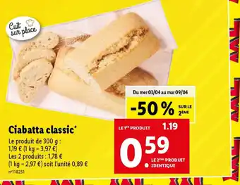 Lidl Ciabatta classic* offre