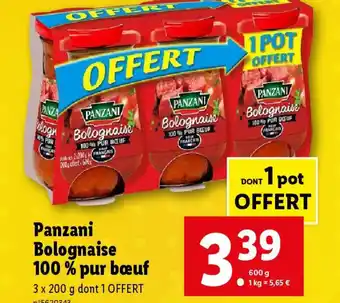 Lidl Panzani Bolognaise 100% pur bœuf offre