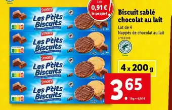 Lidl Biscuit sablé chocolat au lait offre