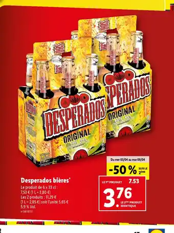 Lidl Desperados bières* offre