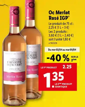 Lidl Oc Merlot Rosé IGP* offre