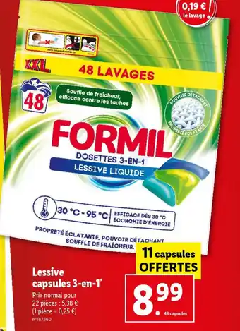 Lidl Lessive capsules 3-en-1 offre