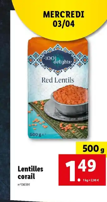 Lidl Lentilles corail offre