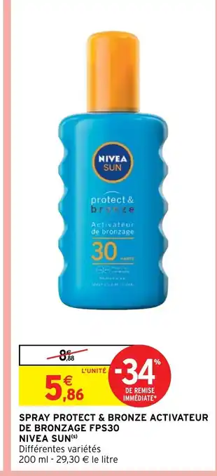 Intermarché Hyper SPRAY PROTECT & BRONZE ACTIVATEUR DE BRONZAGE FPS30 NIVEA SUN(s) offre