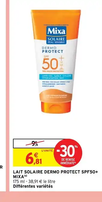 Intermarché Hyper LAIT SOLAIRE DERMO PROTECT SPF50+ MIXA(s) offre