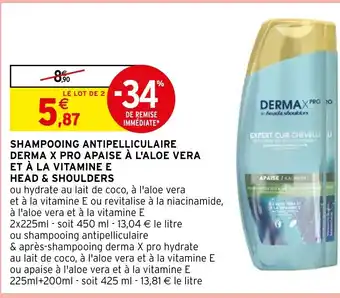 Intermarché Hyper SHAMPOOING ANTIPELLICULAIRE DERMA X PRO APAISE À L'ALOE VERA offre