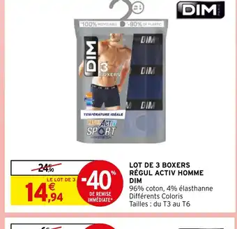 Intermarché Hyper LOT DE 3 BOXERS RÉGUL ACTIV HOMME DIM offre