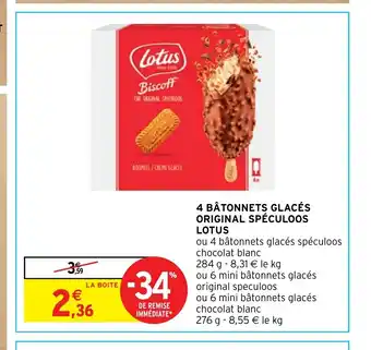 Intermarché Hyper 4 BÂTONNETS GLACÉS ORIGINAL SPÉCULOOS offre