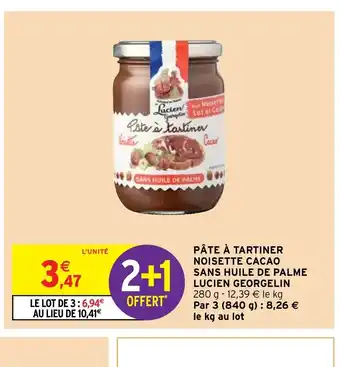 Intermarché Hyper PÂTE À TARTINER NOISETTE CACAO SANS HUILE DE PALME LUCIEN GEORGELIN offre