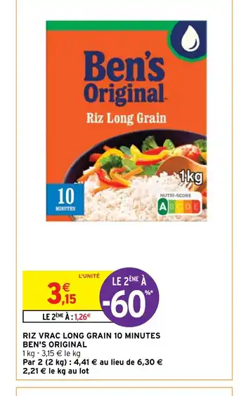 Intermarché Hyper RIZ VRAC LONG GRAIN 10 MINUTES offre