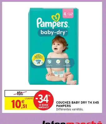 Intermarché Hyper COUCHES BABY DRY T4 X45 PAMPERS offre