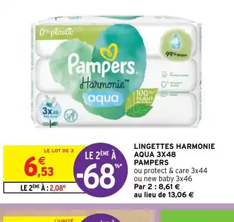 Intermarché Hyper LINGETTES HARMONIE AQUA 3X48 offre